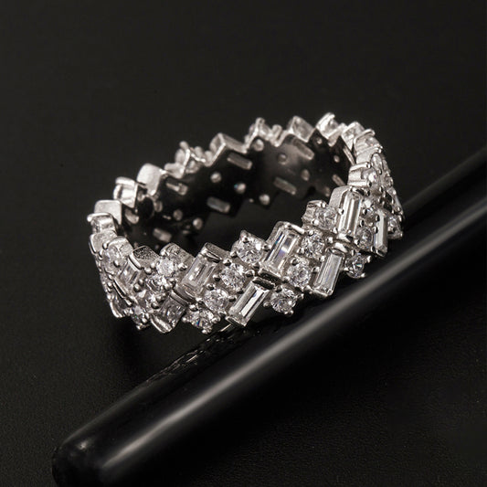 Inlaid Zircon 925 Sterling Silver Ring Silver