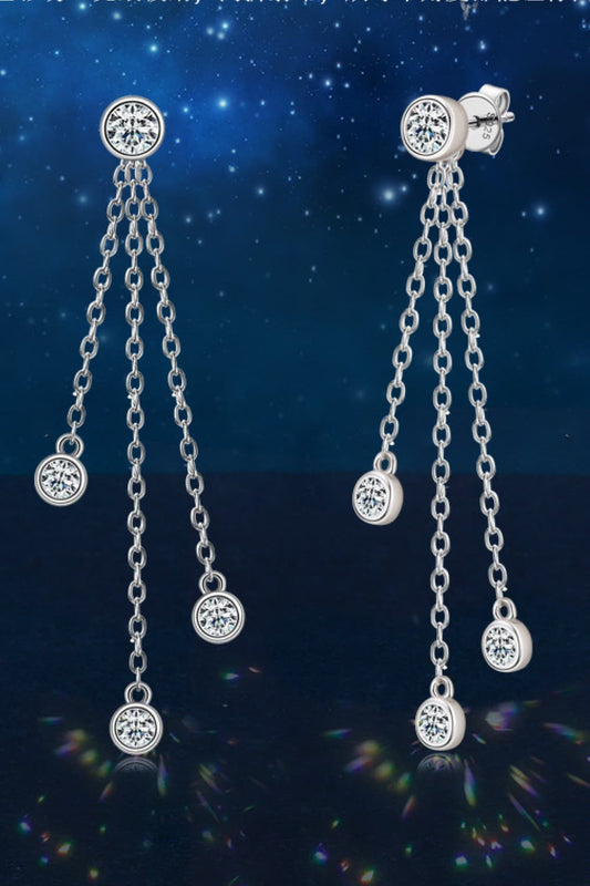 1.2 Carat Moissanite Layered Chain Earrings Silver One Size