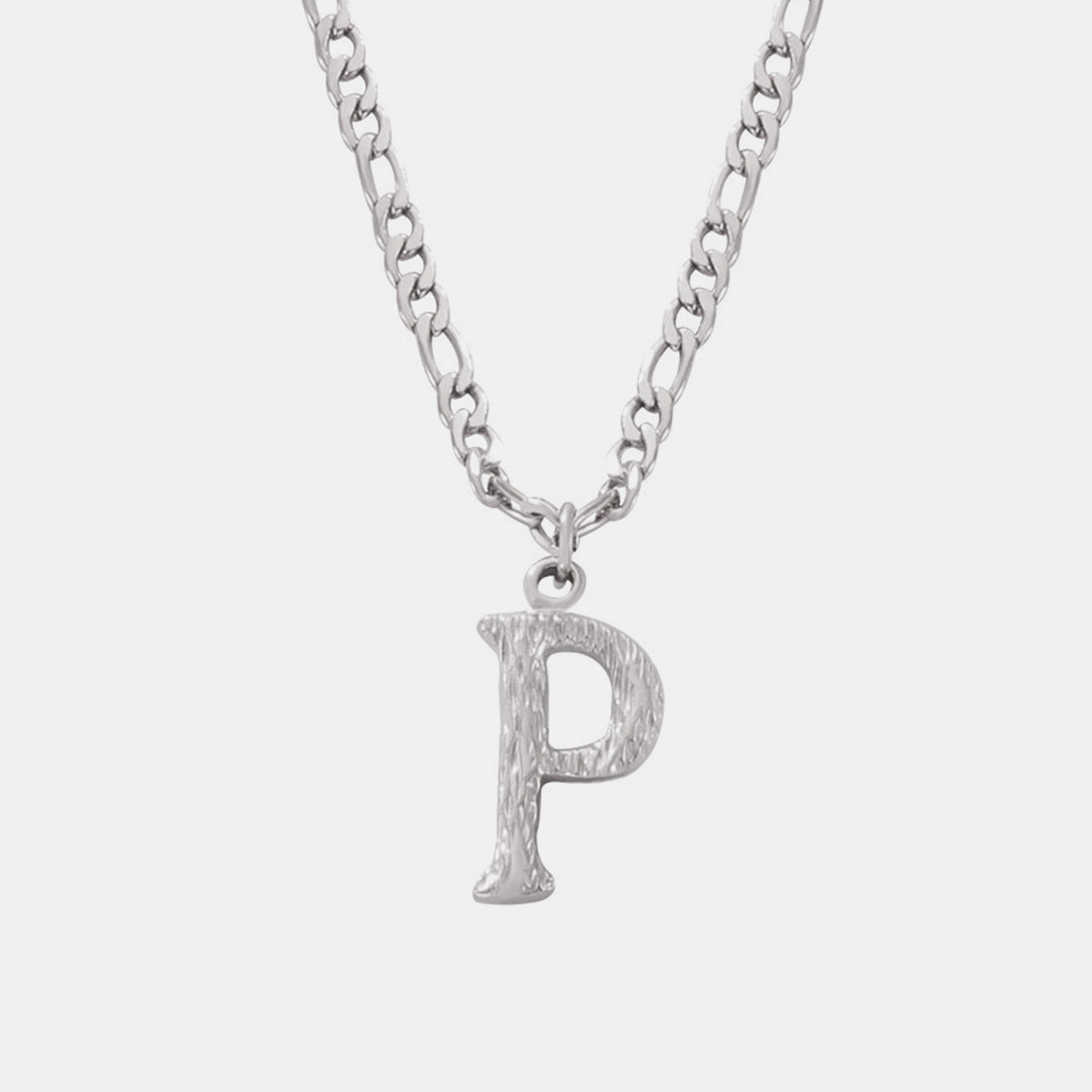 Titanium Steel Letter Pendant Necklace Style P One Size