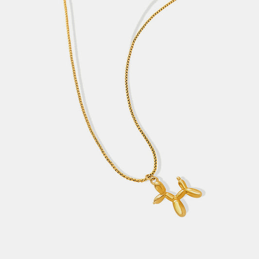18K Gold-Plated Titanium Steel Puppy Shape Pendant Necklace Gold One Size