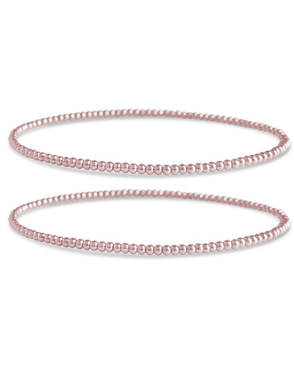 Sterling Silver Beaded Stretch Bracelet Sets