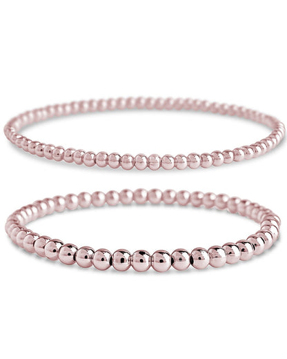 Sterling Silver Beaded Stretch Bracelet Sets