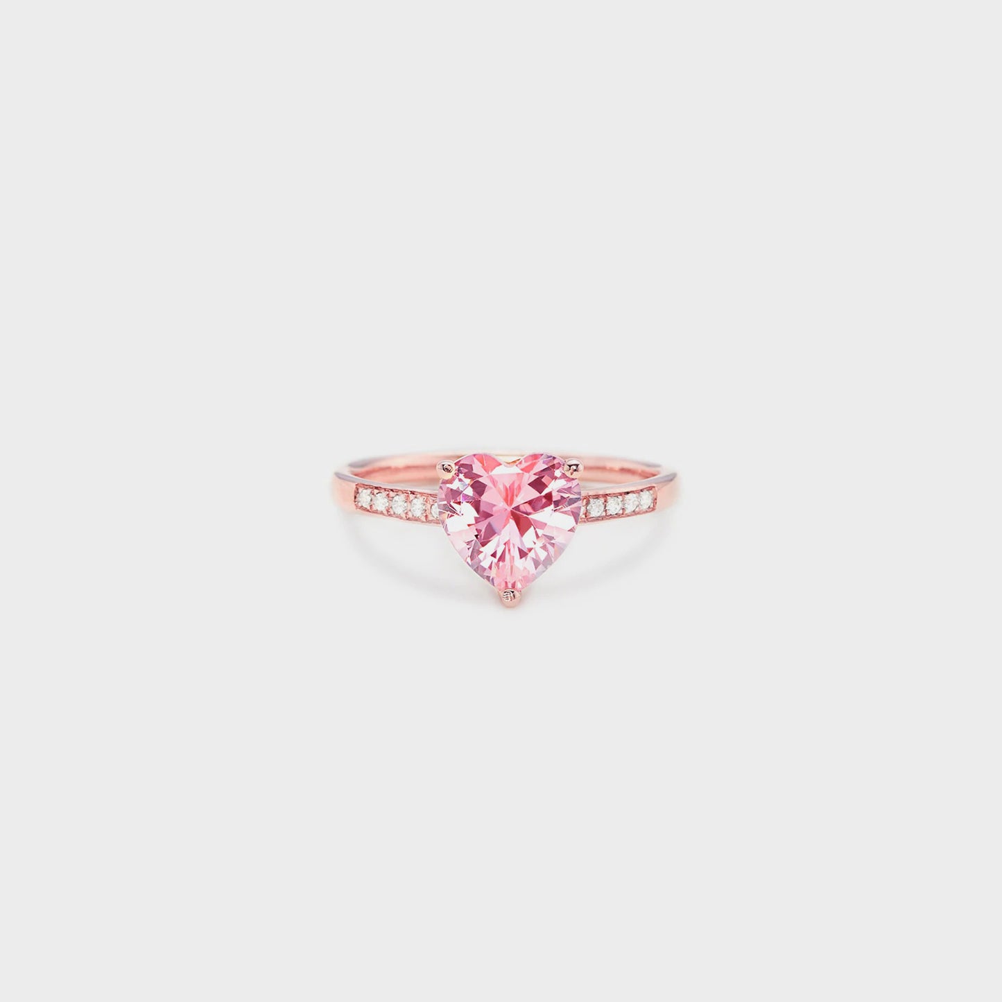 Heart Zircon 925 Sterling Silver Ring Rose Gold