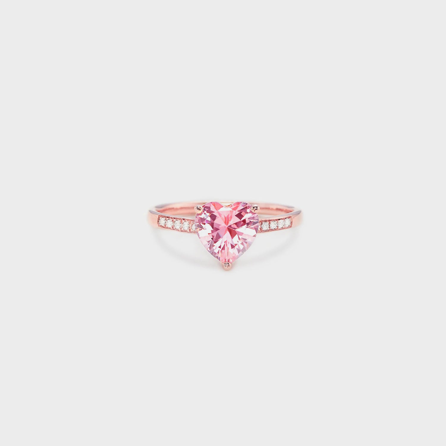 Heart Zircon 925 Sterling Silver Ring Rose Gold