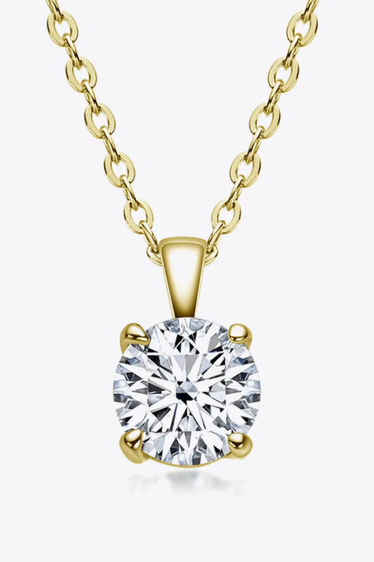 925 Sterling Silver 1 Carat Moissanite Chain-Link Necklace Gold One Size