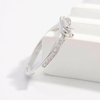 925 Sterling Silver Inlaid Zircon Bow Ring