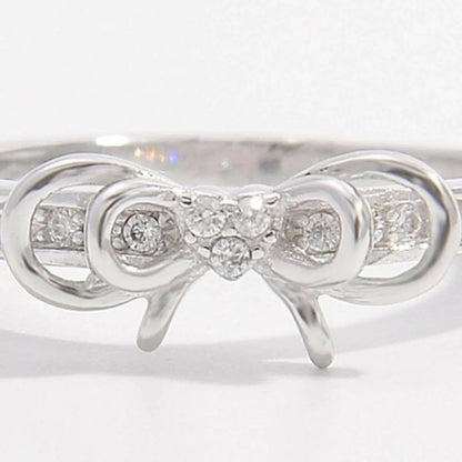 925 Sterling Silver Inlaid Zircon Bow Ring