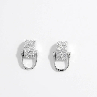 925 Sterling Silver Inlaid Zircon Earrings Silver One Size