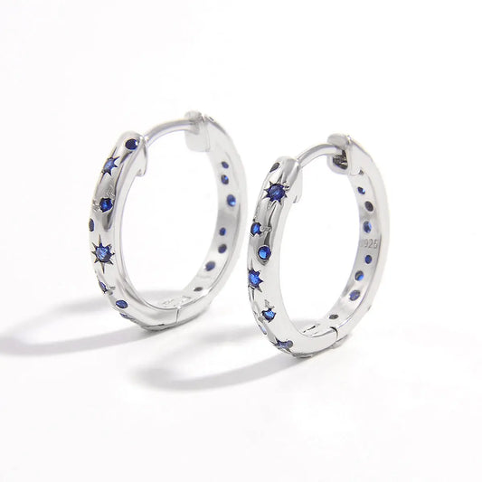 925 Sterling Silver Inlaid Zircon Huggie Earrings Silver One Size