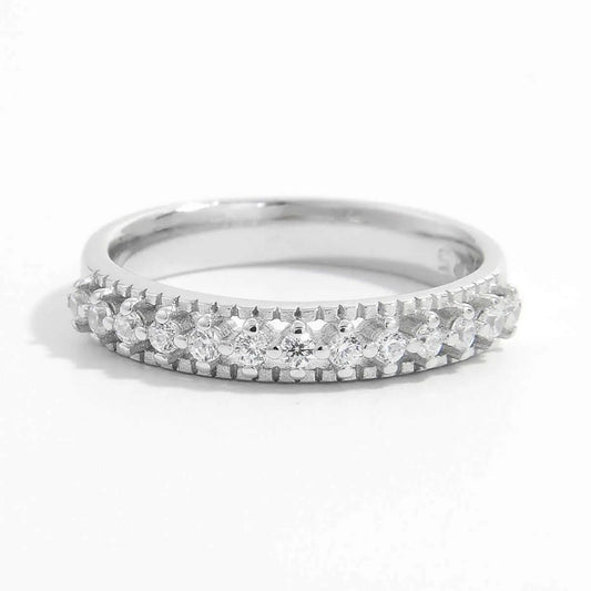 925 Sterling Silver Inlaid Zircon Ring Silver