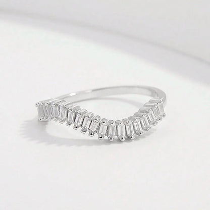 925 Sterling Silver Inlaid Zircon Ring Silver