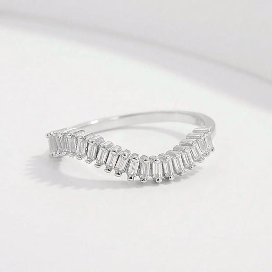 925 Sterling Silver Inlaid Zircon Ring Silver