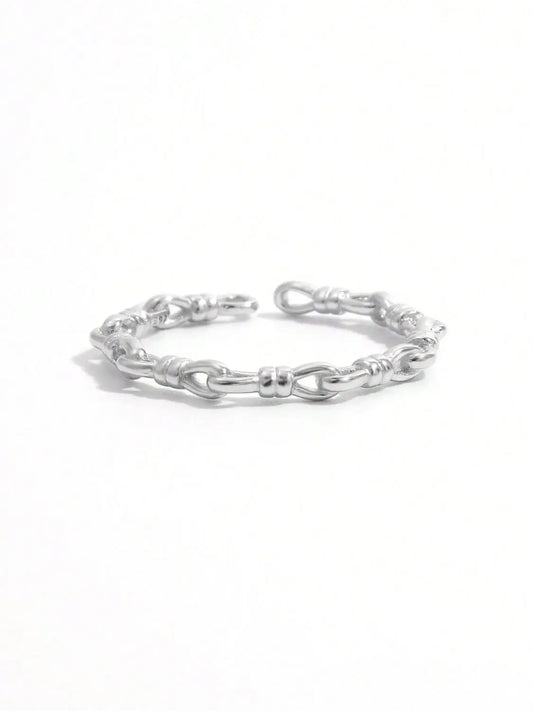 925 Sterling Silver Knot Shape Open Ring Silver
