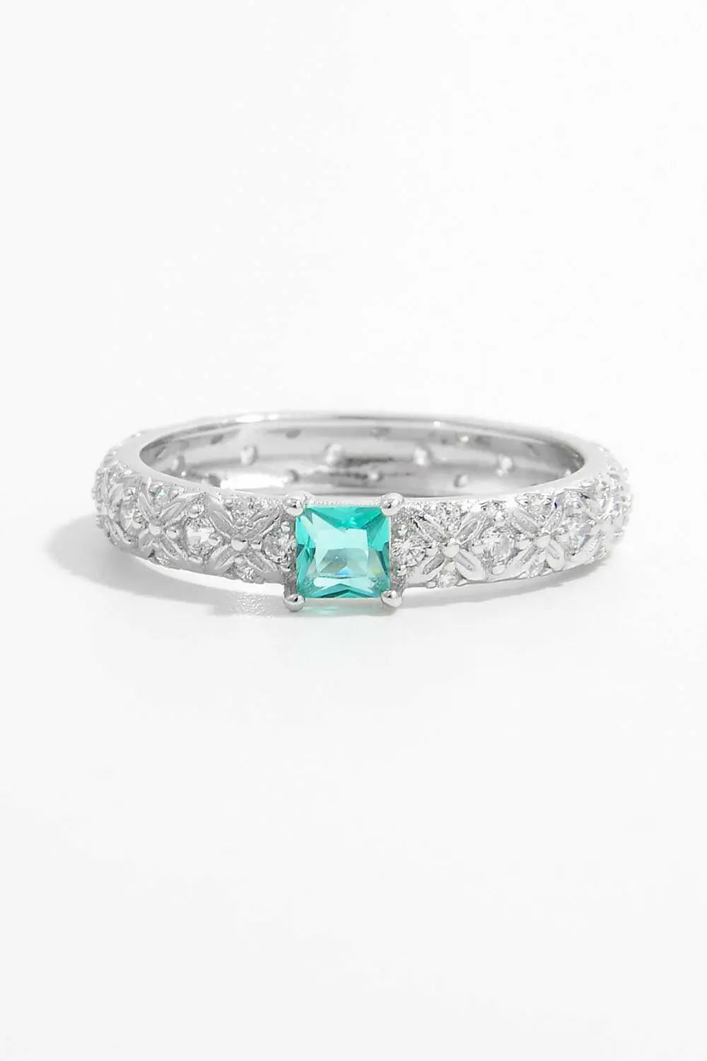 925 Sterling Silver Square Zircon Ring Silver