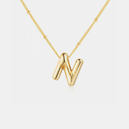Gold-Plated Bubble Initial Necklace Style N One Size
