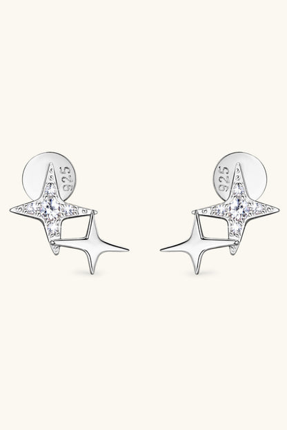 Moissanite 925 Sterling Silver Star Shape Earrings Silver One Size