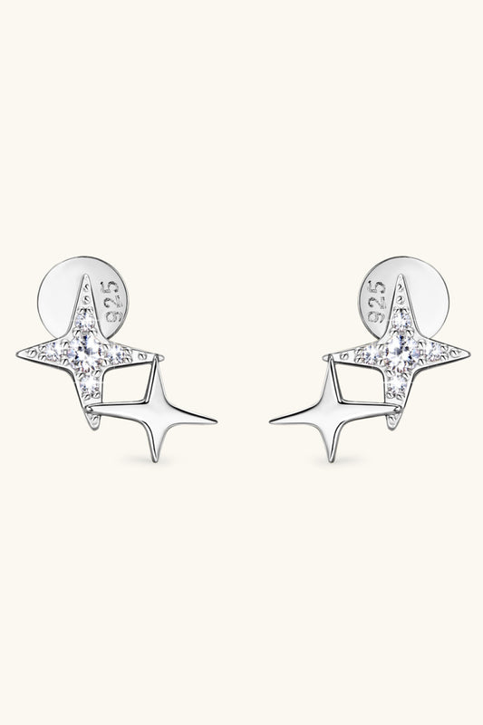 Moissanite 925 Sterling Silver Star Shape Earrings Silver One Size