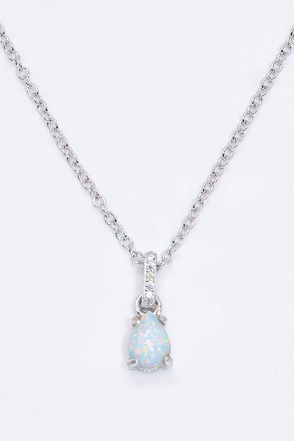 Opal Pendant 925 Sterling Silver Chain-Link Necklace Silver One Size