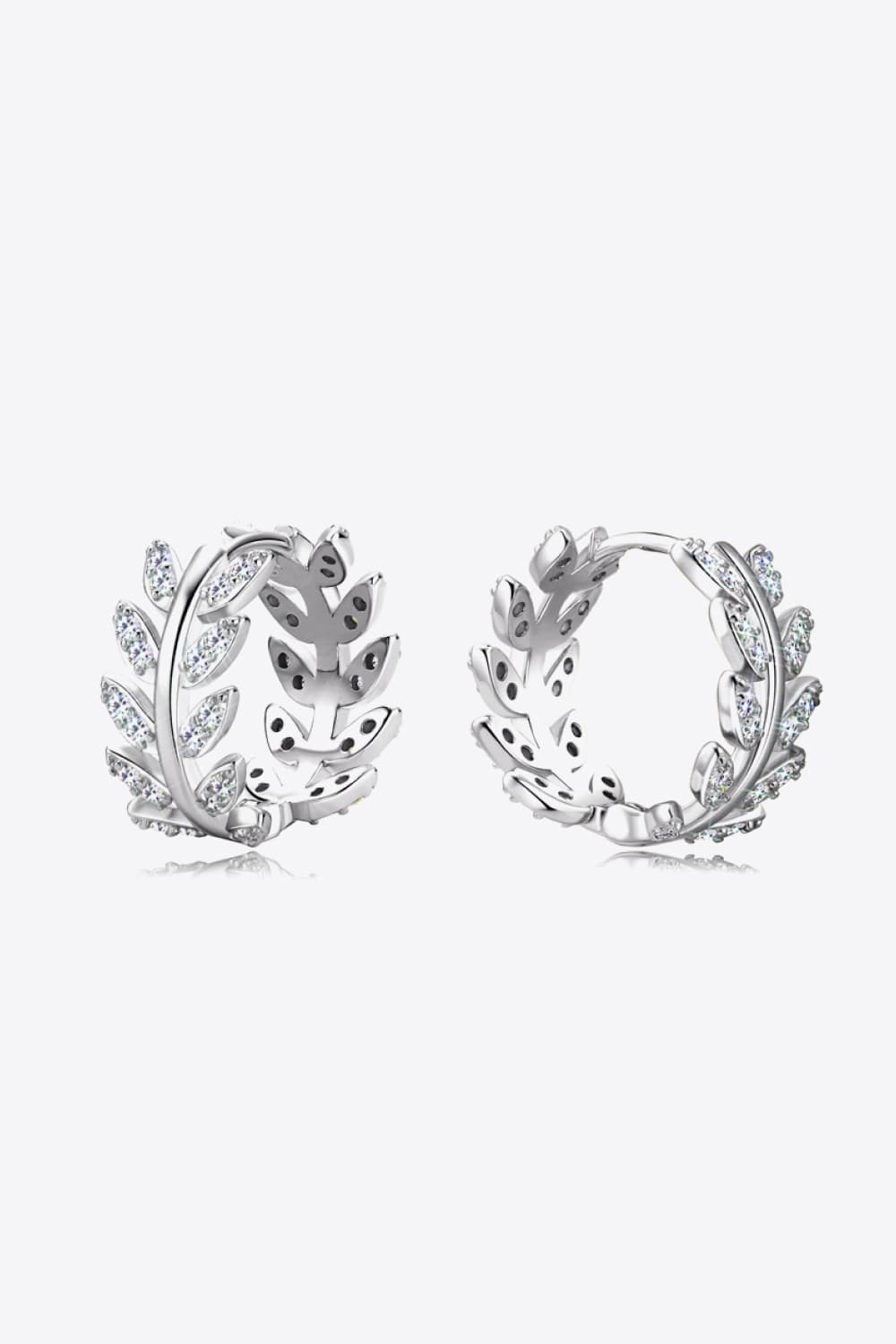 Moissanite Leaf 925 Sterling Silver Earrings Silver One Size