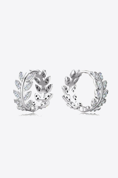 Moissanite Leaf 925 Sterling Silver Earrings Silver One Size