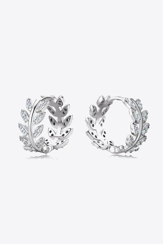 Moissanite Leaf 925 Sterling Silver Earrings Silver One Size