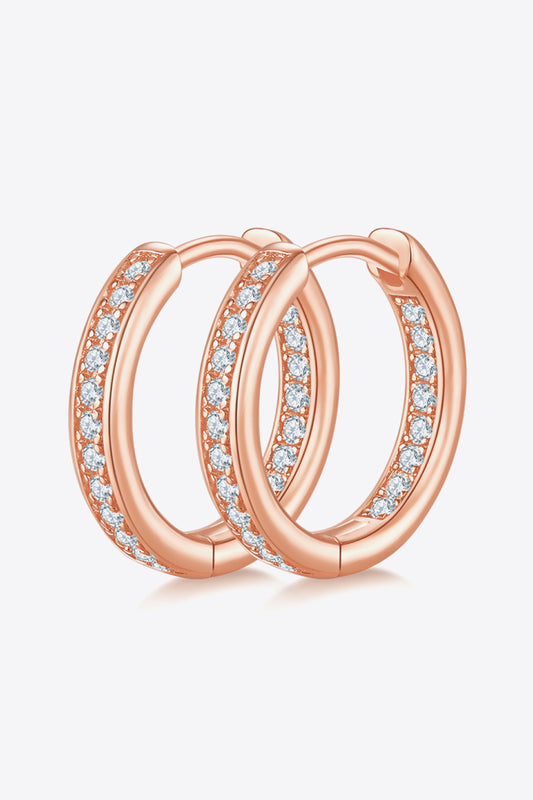 Moissanite 925 Sterling Silver Huggie Earrings Rose Gold One Size
