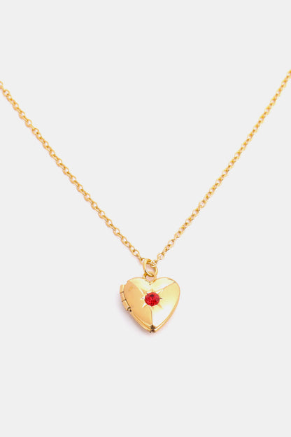 Zircon Heart Shape 14K Gold-Plated Pendant Necklace January One Size