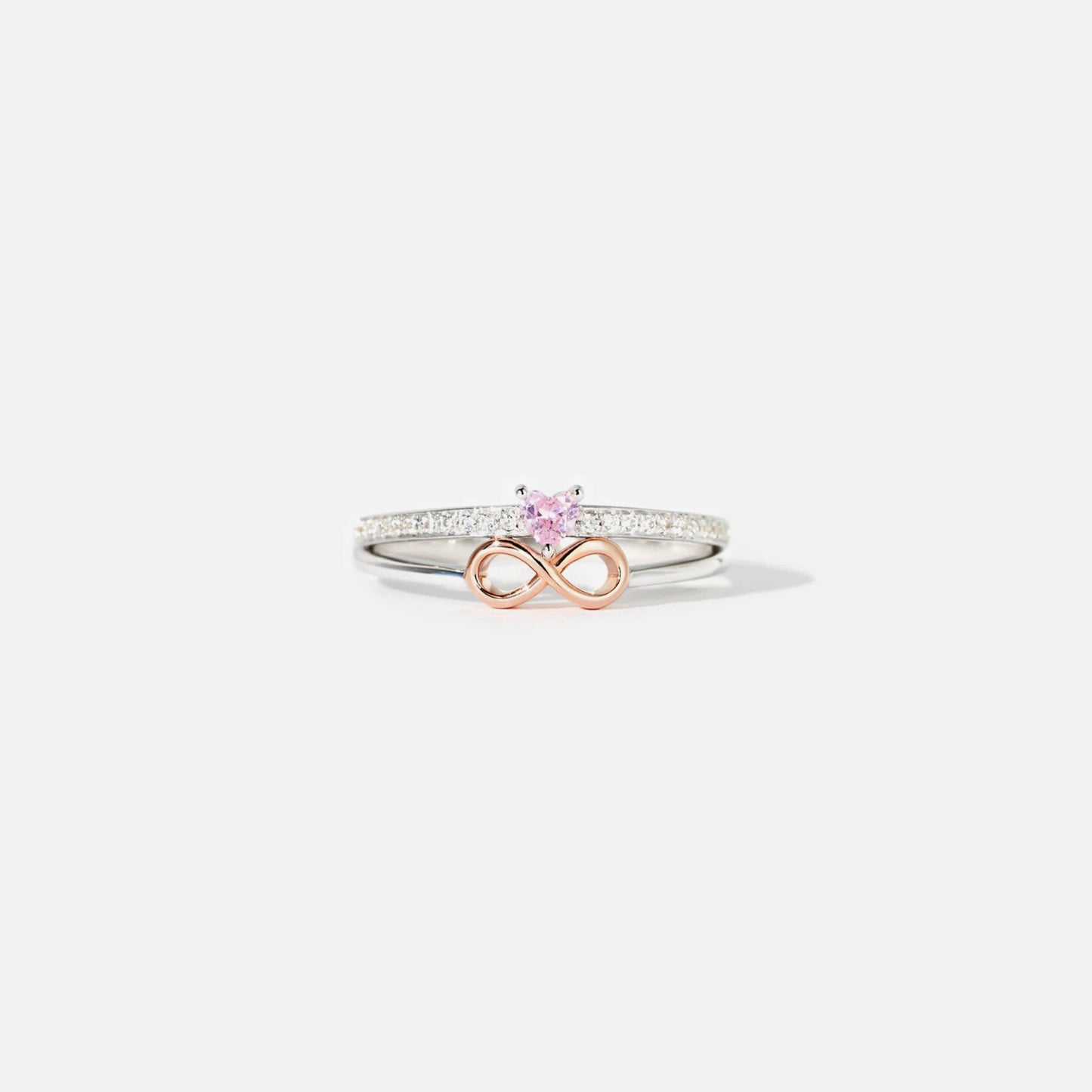 Heart Number 8 Zircon Double-Layered Ring Silver