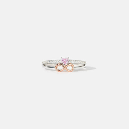 Heart Number 8 Zircon Double-Layered Ring Silver