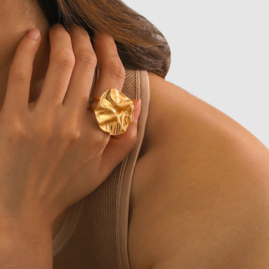 18K Gold-Plated Irregular Open Ring Gold 7