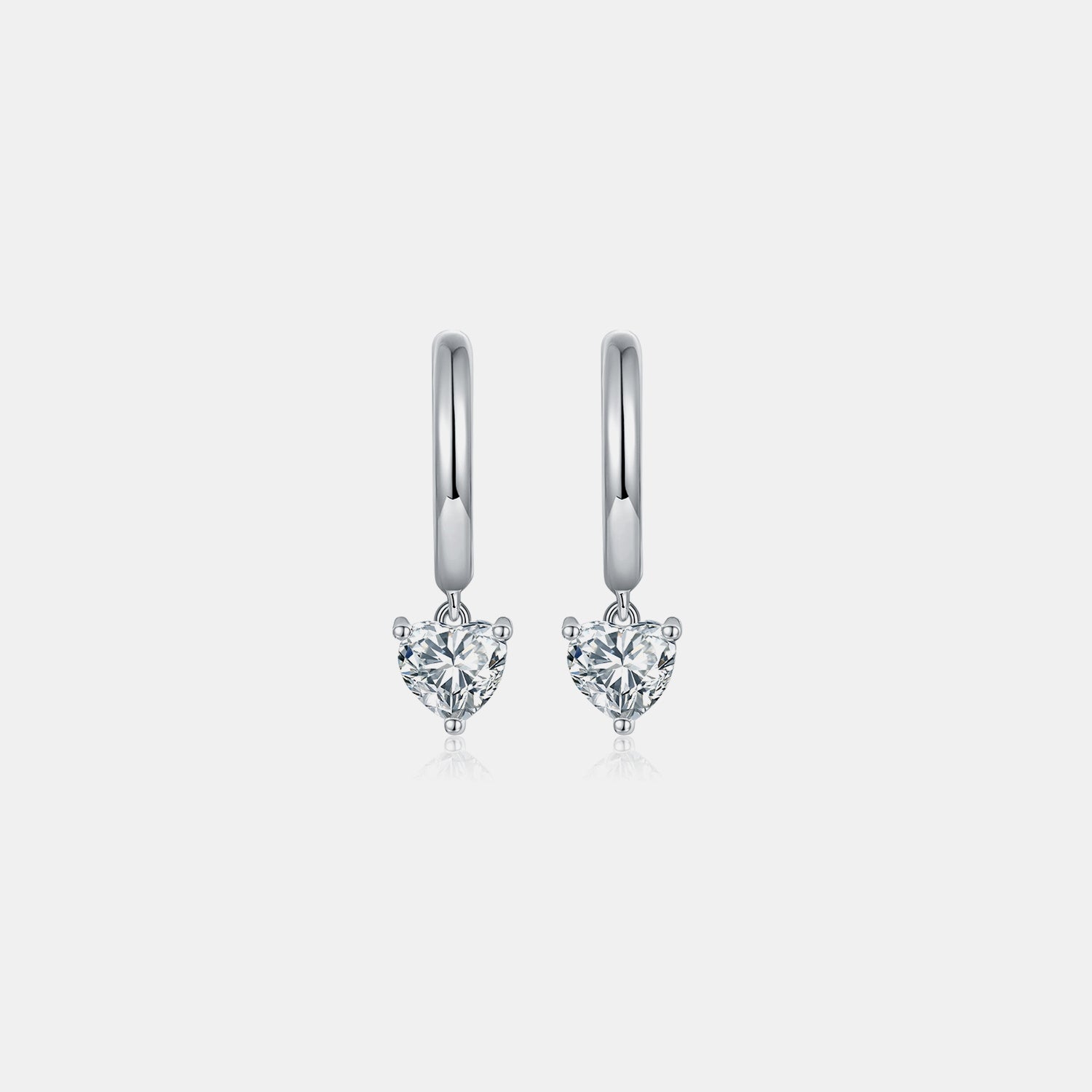 1 Carat Moissanite 925 Sterling Silver Heart Earrings Silver One Size