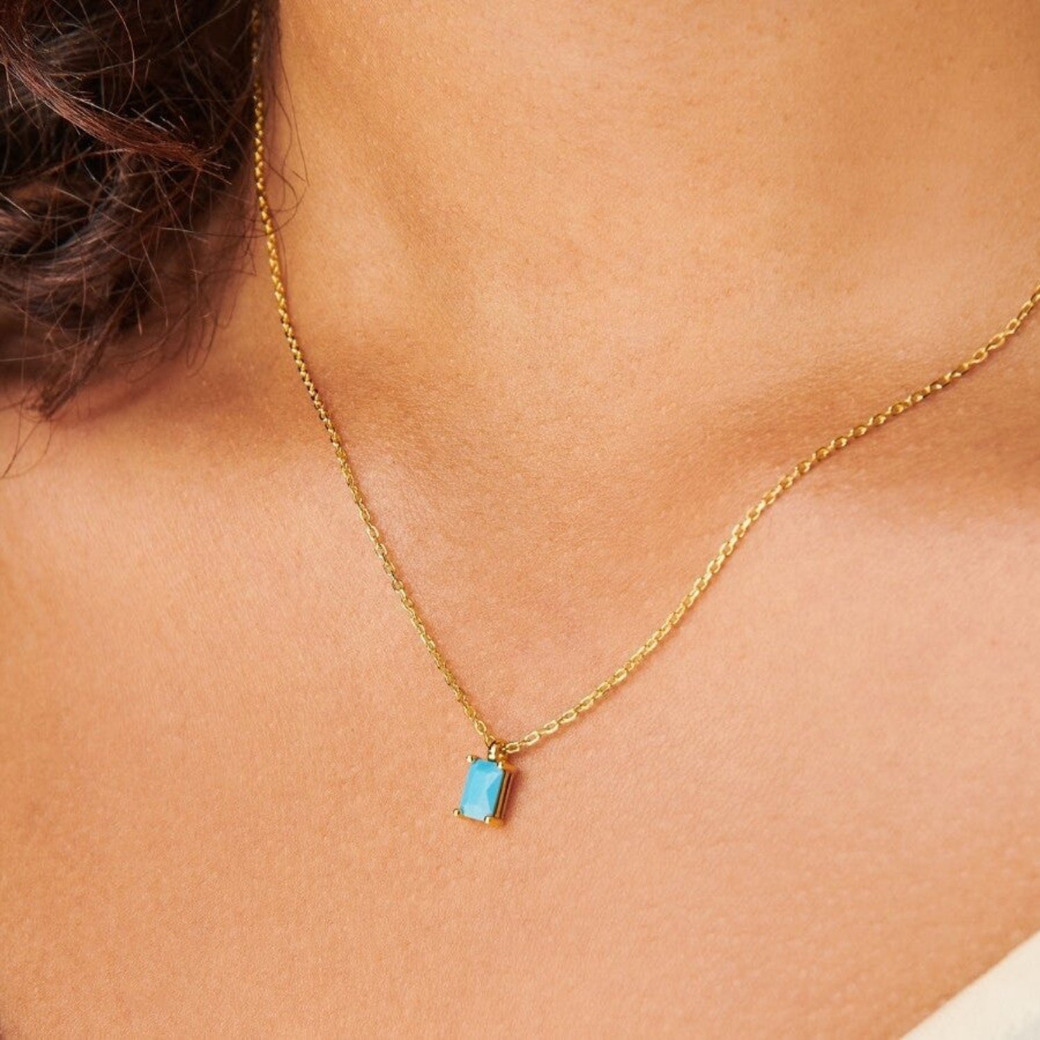 Titanium Steel Inlaid Zircon Pendant Necklace Style L One Size