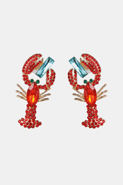 Lobster Shape Glass Stone Dangle Earrings Style A One Size