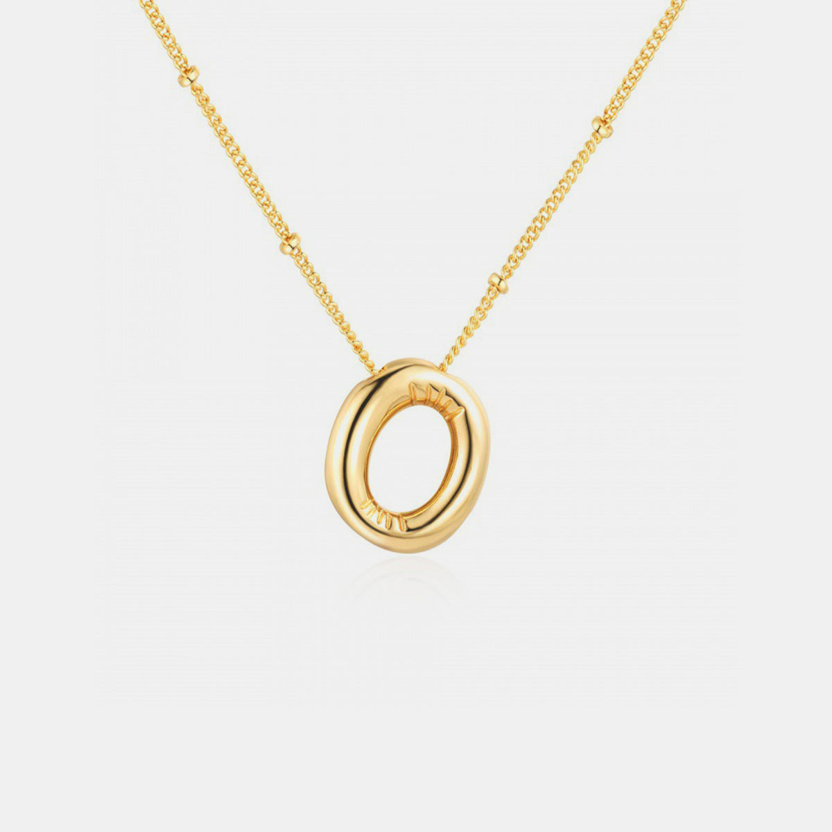 Gold-Plated Bubble Initial Necklace Style O One Size
