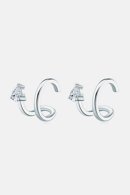 Moissanite 925 Sterling Silver Cuff Earrings Silver One Size