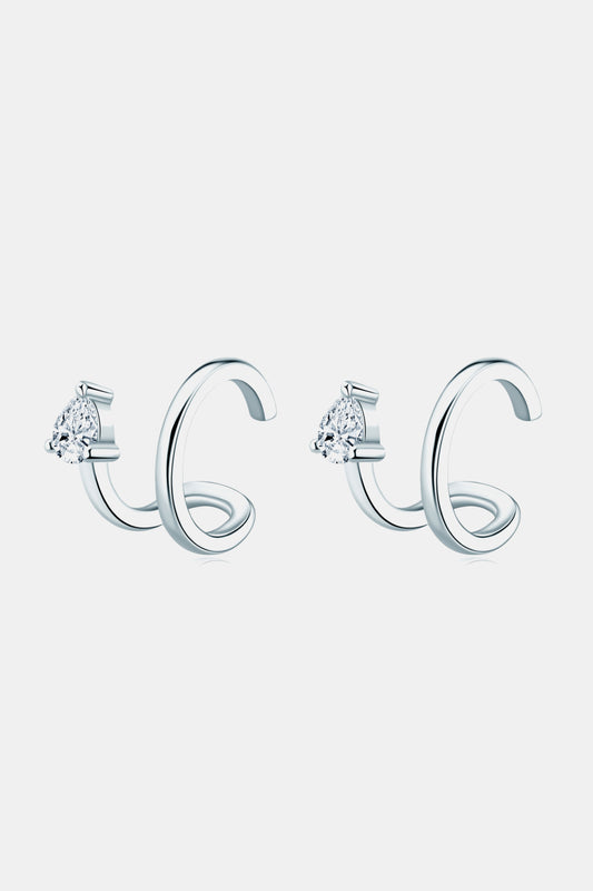 Moissanite 925 Sterling Silver Cuff Earrings Silver One Size
