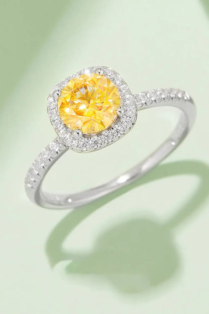 Adored 1 Carat Moissanite 925 Sterling Silver Halo Ring Gold