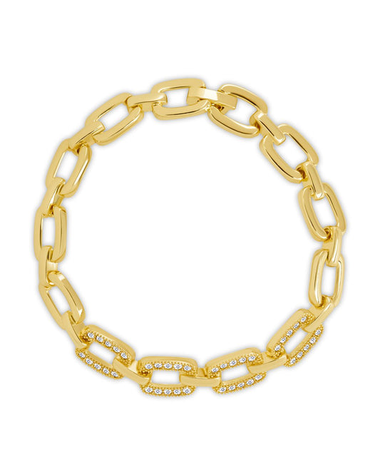 Fiona CZ Statement Chain Link Bracelet Gold