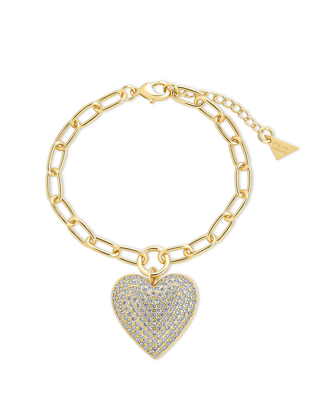 Disco Heart CZ Statement Bracelet Gold