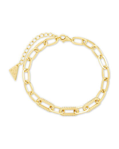 Sterling Silver Hallie CZ Paperclip Chain Bracelet Gold