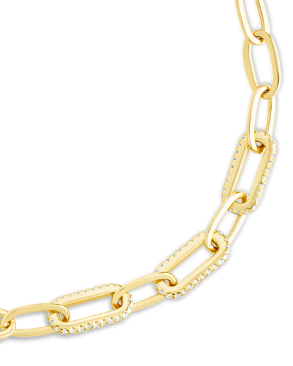 Sterling Silver Hallie CZ Paperclip Chain Bracelet