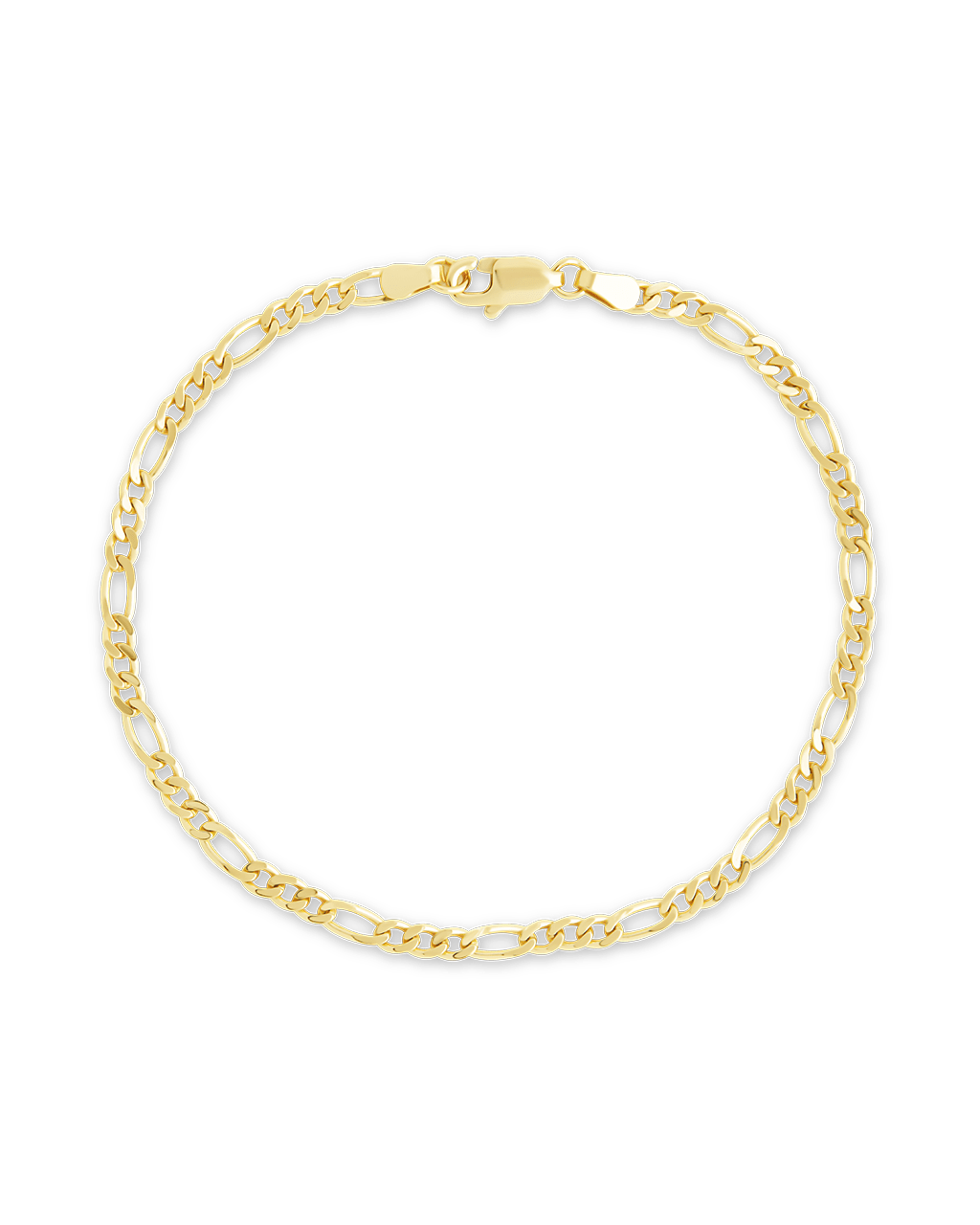 Sterling Silver Figaro Chain Bracelet Gold