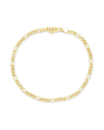 Sterling Silver Figaro Chain Bracelet Gold