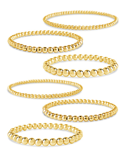 Sterling Silver Beaded Stretch Bracelet Sets