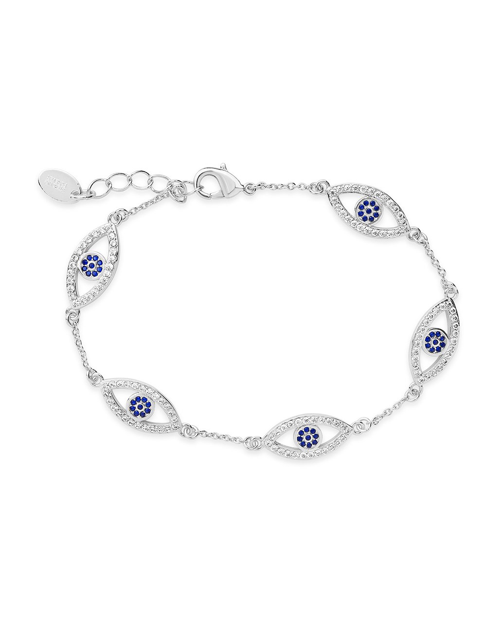 Evil Eye Bracelet with CZ Silver Blue