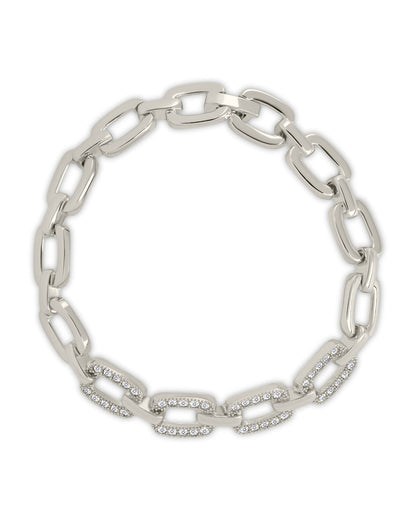 Fiona CZ Statement Chain Link Bracelet Silver