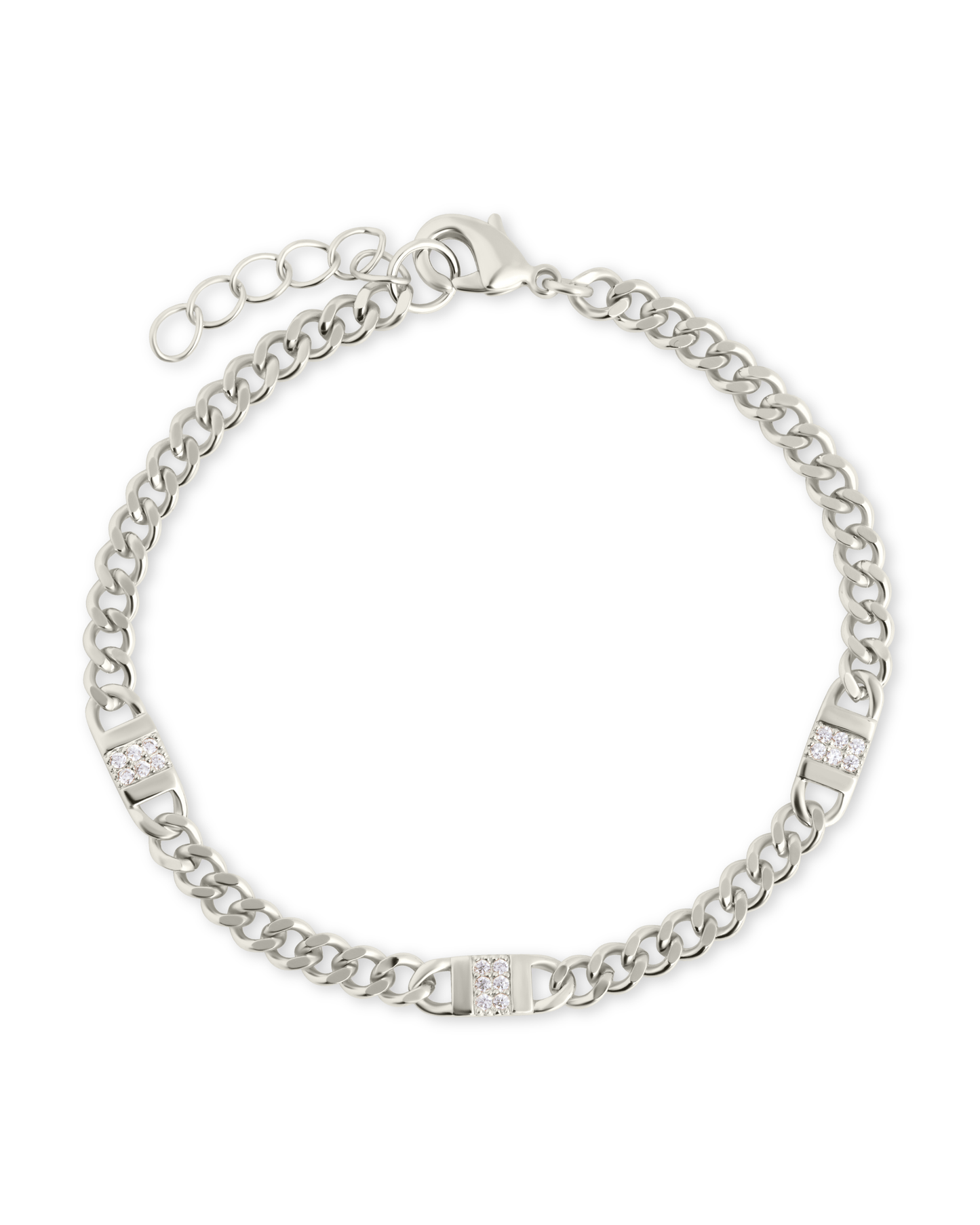 Amalia CZ Mixed Link Bracelet Silver