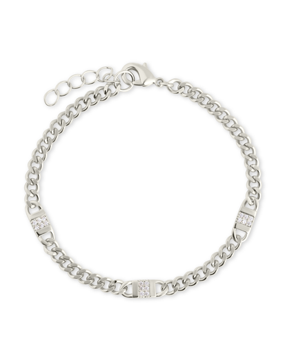 Amalia CZ Mixed Link Bracelet Silver