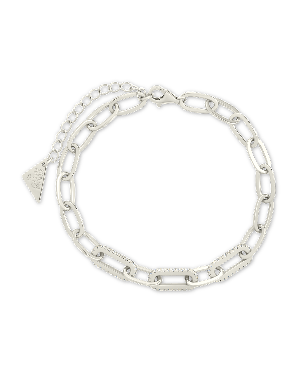 Sterling Silver Hallie CZ Paperclip Chain Bracelet Silver