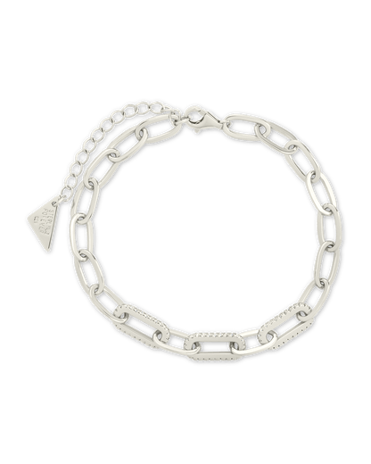 Sterling Silver Hallie CZ Paperclip Chain Bracelet Silver